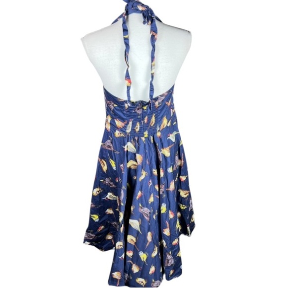 Miss Lulo Dress Womens Medium Halter Birds Retro Pinup Whimsical Quirky Girly - Picture 7 of 11